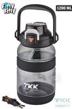 TKK 1200 ML Tek Kapak Çift Kullanım Pipetli/Rahat İçim Tritan Su Matarası-FFTKK1026-1200ML