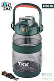 TKK 1200 ML Tek Kapak Çift Kullanım Pipetli/Rahat İçim Tritan Su Matarası-FFTKK1026-1200ML