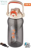 TKK 1500 ML Tek Kapak Çift Kullanım Pipetli/Rahat İçim Tritan Su Matarası-FFTKK1027-1500ML