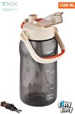 TKK 1500 ML Tek Kapak Çift Kullanım Pipetli/Rahat İçim Tritan Su Matarası-FFTKK1027-1500ML