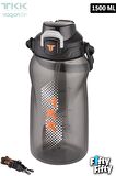 TKK 1500 ML Tek Kapak Çift Kullanım Pipetli/Rahat İçim Tritan Su Matarası-FFTKK1027-1500ML