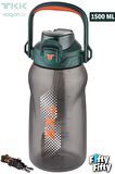 TKK 1500 ML Tek Kapak Çift Kullanım Pipetli/Rahat İçim Tritan Su Matarası-FFTKK1027-1500ML