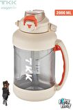 TKK 2000 ML Tek Kapak Çift Kullanım Pipetli/Rahat İçim Tritan Su Matarası-FFTKK1028-2000ML