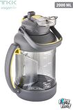 TKK 2000 ML Tek Kapak Çift Kullanım Pipetli/Rahat İçim Tritan Su Matarası-FFTKK1028-2000ML