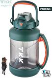 TKK 2000 ML Tek Kapak Çift Kullanım Pipetli/Rahat İçim Tritan Su Matarası-FFTKK1028-2000ML