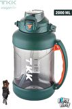 TKK 2000 ML Tek Kapak Çift Kullanım Pipetli/Rahat İçim Tritan Su Matarası-FFTKK1028-2000ML