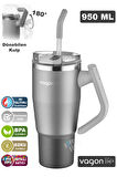 Vagonlife Rotate Handle Tumbler Cup 0.94ML/34oz Pipetli/Rahat İçim Vakumlu Paslanmaz Çelik Termos-FFVGN1007-950ML