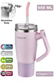 Rotate Handle Tumbler Cup 0.94ML/34oz Pipetli/Rahat İçim Vakumlu Paslanmaz Çelik Termos-FF