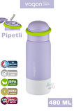 Vagonlife 480 ML Çocuk Pipetli Paslanmaz Çelik Termos/Su Matarası-FFVGN1006-480ML