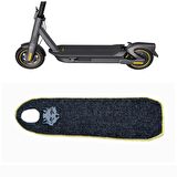 Elektrikli Scooter Aksesuar Koruyucu Paspas Segway Ninebot Max G2 Uyumlu Sarı Kenar Overloklu Gri Kurt Nakış Armalı