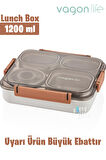 Vagonlife Büyük Ebat 1200 ML (Sızdırmaz,Karışmaz 4 Bölmeli) Lunch Box Yeni Nesil Sefer Tası -FF7080 