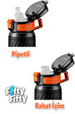 TKK 600 ML Çift Kullanım Pipetli/Rahat içim Bpa İçermeyen Taşıma Kulplu Tritan Su Matarası FFTKK1025-600ML