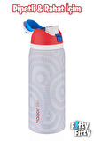 Vagonlife 1000 ML Tek Kapak Çift Kullanım Pipetli/Pipetsiz Taşıma Kulplu Çelik Termos -FFVGN045ML1000Desenli