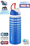 Vagonlife 1000 ML Tek Kapak Çift Kullanım Pipetli/Pipetsiz Taşıma Kulplu Çelik Termos -FFVGN045ML1000Desenli