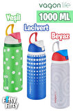 Vagonlife 1000 ML Tek Kapak Çift Kullanım Pipetli/Pipetsiz Taşıma Kulplu Çelik Termos -FFVGN045ML1000Desenli