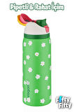 Vagonlife 1000 ML Tek Kapak Çift Kullanım Pipetli/Pipetsiz Taşıma Kulplu Çelik Termos -FFVGN045ML1000Desenli