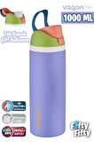Vagonlife 1000 ML Tek Kapak Çift Kullanım Pipetli/Pipetsiz Taşıma Kulplu Çelik Termos -FFVGN045ML10003RENK