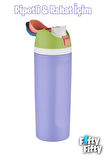 Vagonlife 600 ML Tek Kapak Çift Kullanım Pipetli/Pipetsiz Taşıma Kulplu Çelik Termos -FFVGN0443R600ML