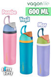 Vagonlife 600 ML Tek Kapak Çift Kullanım Pipetli/Pipetsiz Taşıma Kulplu Çelik Termos -FFVGN0443R600ML