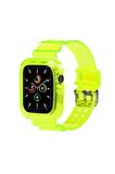 Apple Koruyucu Kasalı Şeffaf Sarı Saat Kordonu, 42,44,45,49 Mm