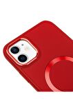 iPhone 11 Magsafe Mat Kırmızı Kablosuz Şarj Kılıfı