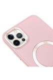 iPhone 12 Pro Magsafe Mat Pembe Kablosuz Şarj Kılıfı