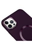 iPhone 12 Pro Max Magsafe Mat Lila Kablosuz Şarj Kılıfı