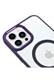 iPhone 14 Pro Lüks Magsafe Kablosuz Şarj Mıknatıslı Lila Renkli Kılıf
