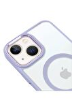 iPhone 14 Plus Lüks Magsafe Kablosuz Şarj Mıknatıslı Lacivert Renkli Kılıf
