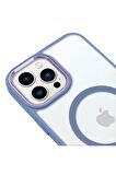 iPhone 13 Pro Lüks Magsafe Kablosuz Şarj Mıknatıslı Mavi Renkli Kılıf