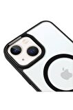 iPhone 13 Lüks Magsafe Kablosuz Şarj Mıknatıslı Siyah Renkli Kılıf
