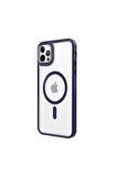 iPhone 12 Pro Max Lüks Magsafe Kablosuz Şarj Mıknatıslı Lila Renkli Kılıf