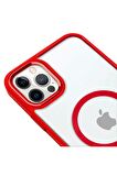 iPhone 12 Pro Max Lüks Magsafe Kablosuz Şarj Mıknatıslı Lila Renkli Kılıf