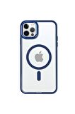 iPhone 12 Pro Max Lüks Magsafe Kablosuz Şarj Mıknatıslı Lila Renkli Kılıf