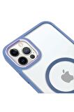 iPhone 12 Pro Max Lüks Magsafe Kablosuz Şarj Mıknatıslı Lila Renkli Kılıf