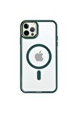 iPhone 12 Pro Lüks Magsafe Kablosuz Şarj Mıknatıslı Mavi Renkli Kılıf