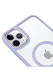 iPhone 11 Pro Max Lüks Magsafe Kablosuz Şarj Mıknatıslı Kırmızı Renkli Kılıf