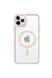 iPhone 11 Pro Lüks Magsafe Kablosuz Şarj Mıknatıslı Pembe Renkli Kılıf
