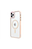 iPhone 11 Pro Lüks Magsafe Kablosuz Şarj Mıknatıslı Pembe Renkli Kılıf
