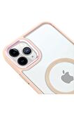 iPhone 11 Pro Lüks Magsafe Kablosuz Şarj Mıknatıslı Pembe Renkli Kılıf