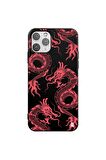 iPhone 11 Pro Max Silikon Urban Grafiti Yazılı Tarz Style Kırmızı Renkli Telefon Kılıfı