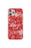 iPhone 11 Pro Max Silikon Urban Grafiti Yazılı Tarz Style Kırmızı Renkli Telefon Kılıfı