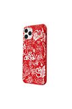 iPhone 11 Pro Max Silikon Urban Grafiti Yazılı Tarz Style Kırmızı Renkli Telefon Kılıfı