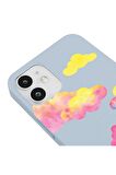 Iphone 12 Özel Tasarım Renkli Bulutlar Clouds Tasarımı Mavi Renkli Silikon Telefon Kılıfı