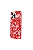 iPhone 13 Pro Max Silikon Urban Grafiti Yazılı Tarz Style Kırmızı Renkli Telefon Kılıfı