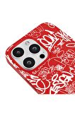iPhone 13 Pro Max Silikon Urban Grafiti Yazılı Tarz Style Kırmızı Renkli Telefon Kılıfı