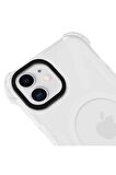 iPhone 11 Magsafe Kablosuz Şarj Özellikli Mıknatıslı Transparan Şeffaf Siyah Renkli Kılıf