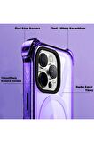 iPhone 13 Pro Max Magsafe Kablosuz Şarj Özellikli Mıknatıslı Transparan Şeffaf Pembe Renkli Kılıf