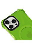iPhone 13 Pro Max Magsafe Kablosuz Şarj Özellikli Mıknatıslı Transparan Şeffaf Pembe Renkli Kılıf