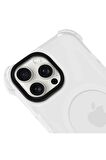 iPhone 14 Pro Magsafe Kablosuz Şarj Özellikli Mıknatıslı Transparan Beyaz Şeffaf Renkli Kılıf